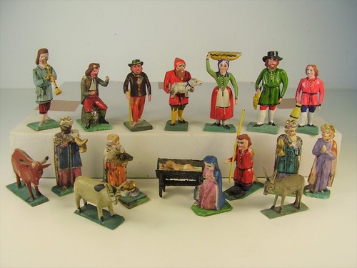 Antike holz krippenfiguren - holz,